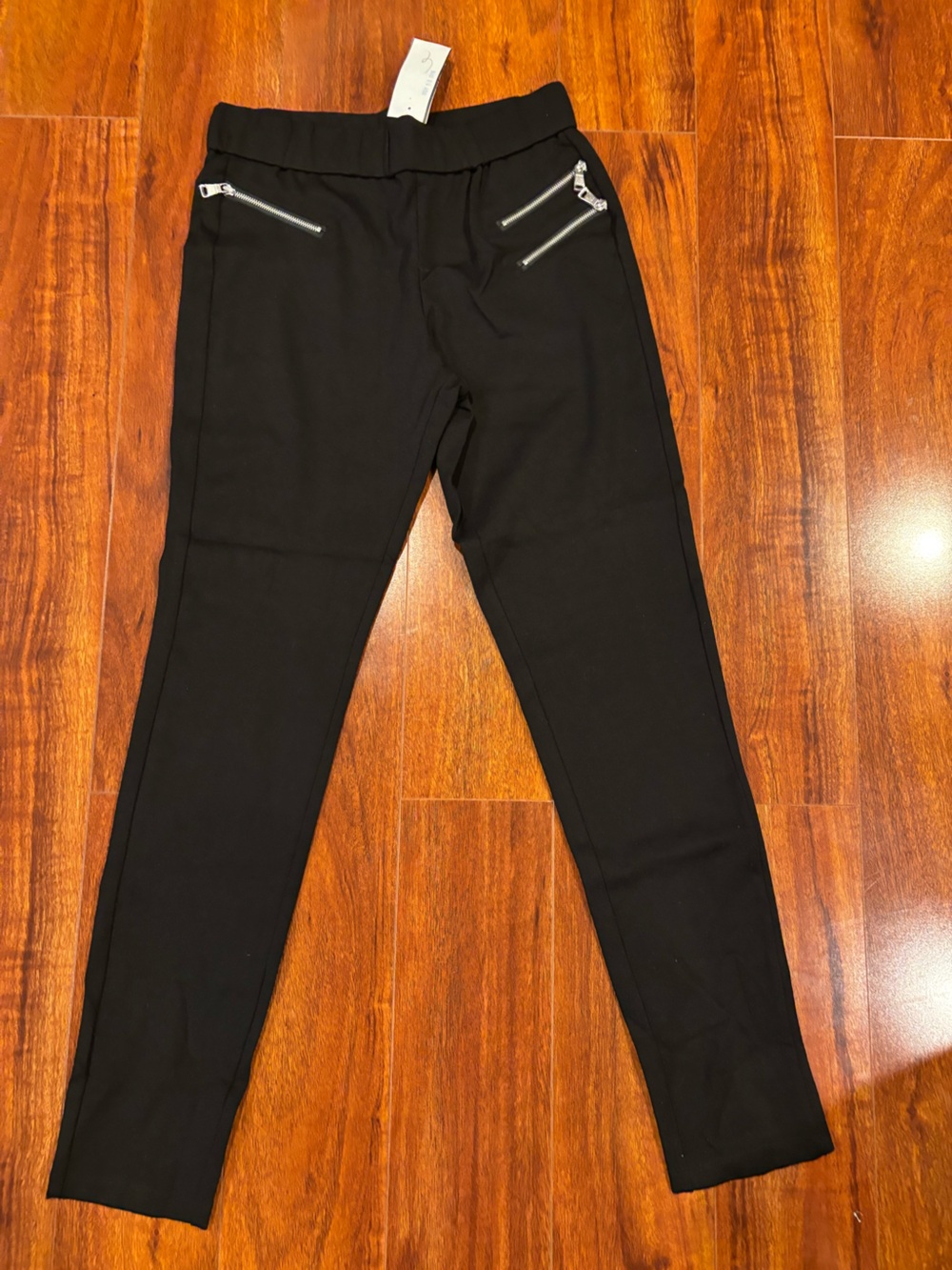 Papaya Black Slim Stretch Pants with Zip Pockets
